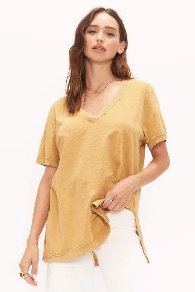 Project Social T Knock Out V Neck Tee In Yellow