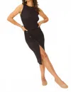 Project Social T Lana Fitted Asymmetrical Ruched Tank Dress In Black In Black