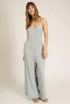 Project Social T Last Dance Twist Back Sweater Rib Jumpsuit In Gray