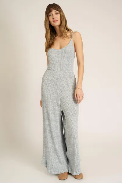 Project Social T Last Dance Twist Back Sweater Rib Jumpsuit In Gray
