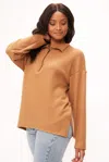 Project Social T Last Kiss Cozy Half Zip Tunic In Brown