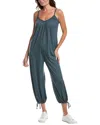 Project Social T Let's Bounce Shirred Strappy Jumpsuit In Teal In Blue