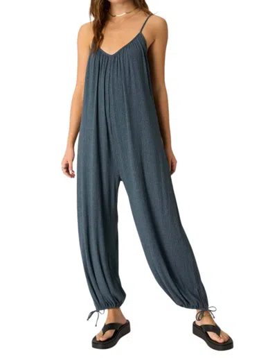 PROJECT SOCIAL T LET'S BOUNCE SHIRRED STRAPPY JUMPSUIT IN TEAL