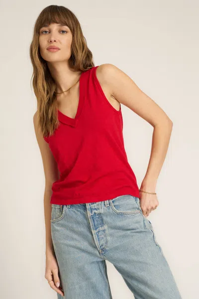 Project Social T Let Me Know Relaxed Slub V Neck Tank In Red