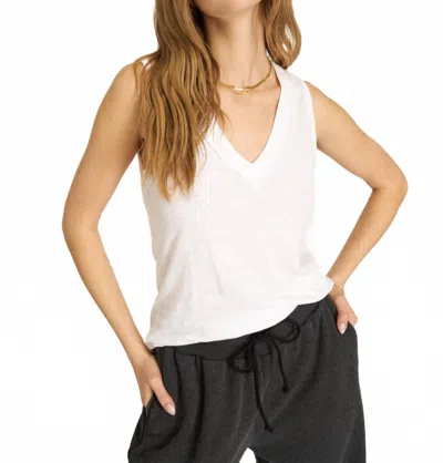 PROJECT SOCIAL T LET ME KNOW SLUB V NECK TANK IN WHITE
