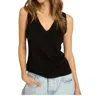 Project Social T Let Me Know Slub V Neck Tank Top In Black In Black