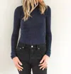 Project Social T Lights Out Lurex Mockneck Top In Blue In Blue