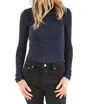 Project Social T Lights Out Lurex Mockneck Top In Blue In Blue