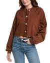 Project Social T Lillian Button Front Contrast Stich Jacket In Brown