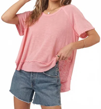 Project Social T Lina Textured Scoop Neck Tee In Peony Pink In Multi
