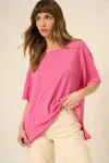 Project Social T Lola Sheer Side Slit Relaxed Tee In Pink