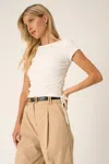 Project Social T Lolita Side Ruched Sweater Rib Tee In White