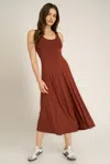 Project Social T Loma Seamed Tank Dress In Russet Brown In Brown