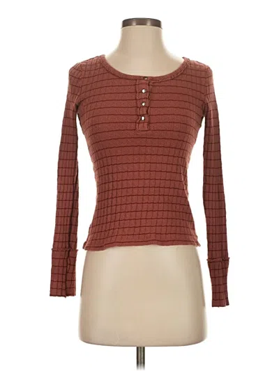 Pre-owned Project Social T Long Sleeve Henley Shirt In Brown