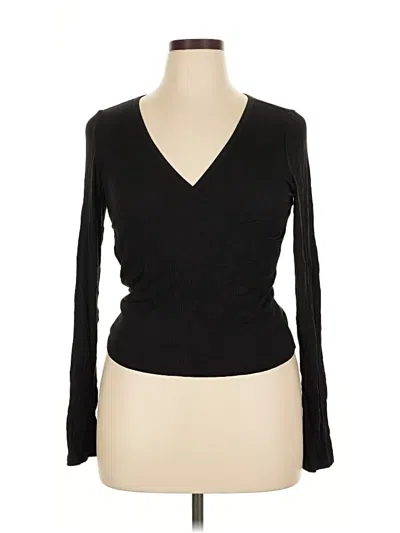 Pre-owned Project Social T Long Sleeve Top Black Plunge Neckline Tops