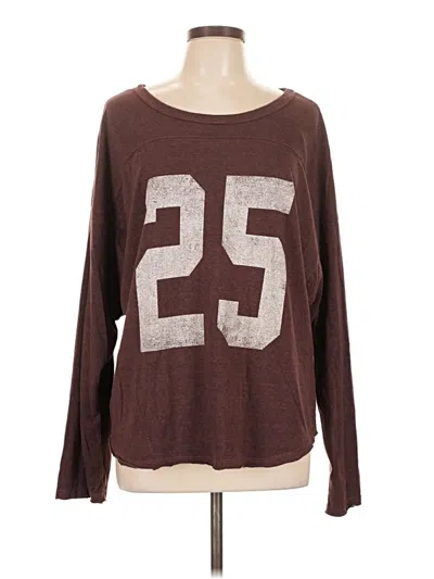 Pre-owned Project Social T Long Sleeve Top Brown Crew Neck Tops