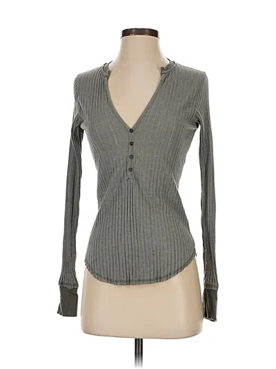 Pre-owned Project Social T Long Sleeve Top Gray Plunge Neckline Tops
