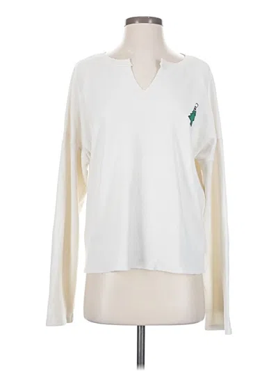 Pre-owned Project Social T Long Sleeve Top Ivory V Neck Tops In White