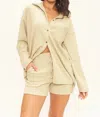 Project Social T Lonnie Button Front Rib Longsleeve Top In Martini Olive In Neutral