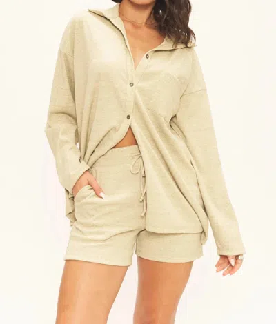Project Social T Lonnie Button Front Rib Longsleeve Top In Martini Olive In Neutral