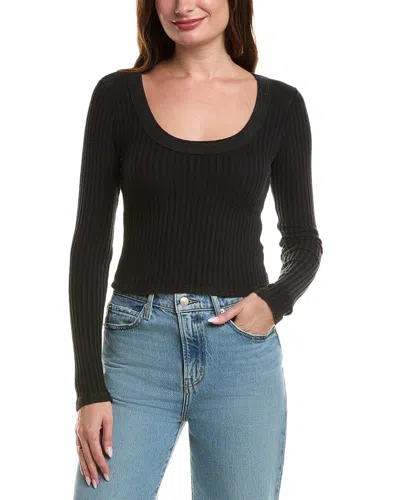 Project Social T Louise Scoop Neck Washed Sweater In Black