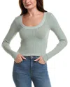 Project Social T Louise Scoop Neck Washed Sweater In Green