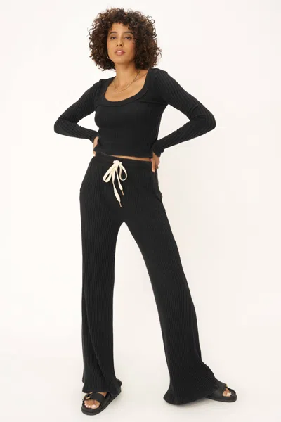 Project Social T Louise Scoop Neck Washed Sweater Rib Long Sleeve In Black