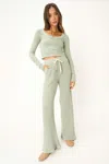 Project Social T Louise Washed Sweater Rib Pant In Green
