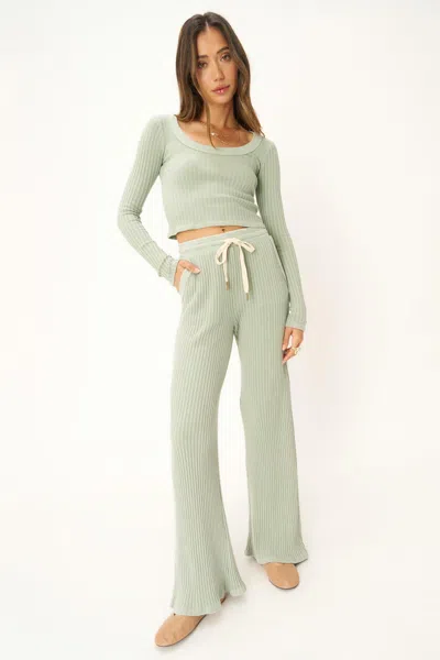 Project Social T Louise Washed Sweater Rib Pant In Green