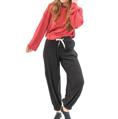 Project Social T Luca Textured Rib Pant In Black In Orange