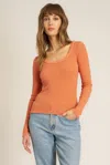 Project Social T Mae Textured Relaxed V-neck Long Sleeve In Pink
