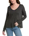 Project Social T Mae Textured V-neck Top In Black