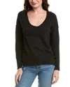 Project Social T Mae Textured V-neck Top In Black