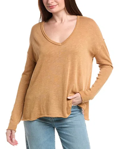 Project Social T Mae Textured V-neck Top In Orange