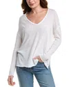 Project Social T Mae Textured V-neck Top In White