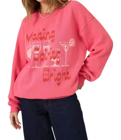 Project Social T Making Spirits Bright Sweatshirt In Raspberry Blossom In Pink