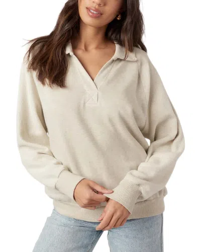 Project Social T Mari Mixed Fleece Collared Pullover In Brown