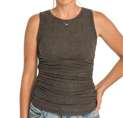 Project Social T Marilyn Keyhole Textured Rib Tank In Vintage Black In Gray