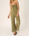 Project Social T Marseille Strapless Rib Jumpsuit In Sea Kelp In Green