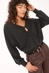 Project Social T Meet Me Washed Keyhole Sweatshirt In Black