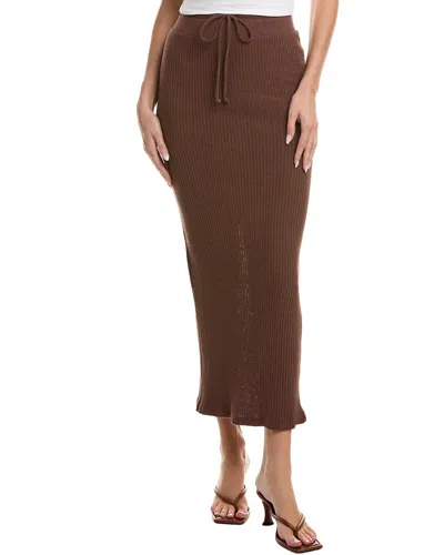 Project Social T Milan Sweater Rib Midi Skirt In Brown