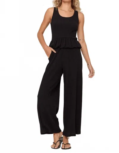 Project Social T Monterosa Textured Rib Peplum Tank Top In Black