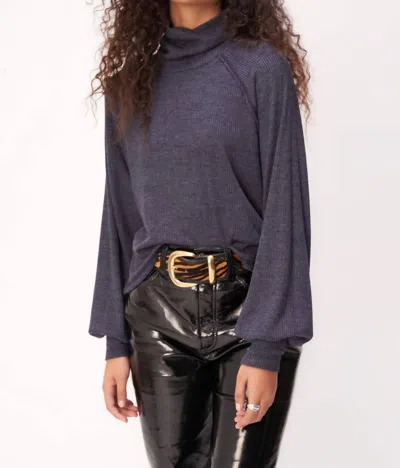 Project Social T More Love Marled Rib Turtleneck Top In Galaxy Blue In Purple