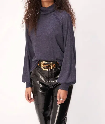 PROJECT SOCIAL T MORE LOVE RIBBED TURTLENECK IN NAVY