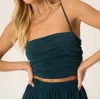 Project Social T Mykonos Ruched Side Cami Top In Oceanic Teal In Multi