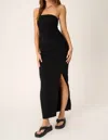 Project Social T Nala Strapless Side Ruched Dress In Black In Black