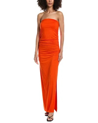 Project Social T Nala Strapless Side Ruched Maxi Dress In Orange