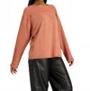 Project Social T Nena Textured Long Sleeve Sweater In Desert Clay In Pink