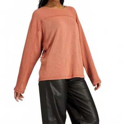 Project Social T Nena Textured Long Sleeve Sweater In Desert Clay In Pink