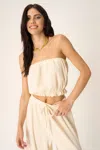 Project Social T Never Better Textured Bubble Tube Top In Neutral